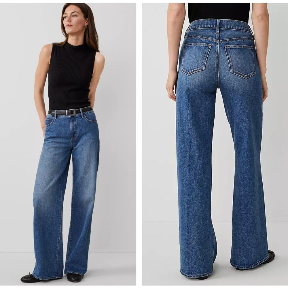 ANN TAYLOR The Wide Leg Jeans Medium Wash Sz 16 $139 {3O21}